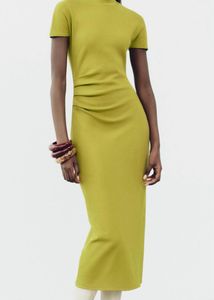 Green Turtleneck Midi Dress