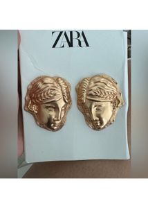 Zara Brand New Metallic Face Earrings From NYC