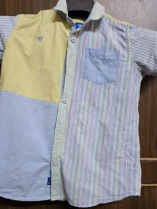 Color Block Striped Short Sleeve Shirt