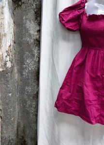 I. Pink Puff Sleeve Dress