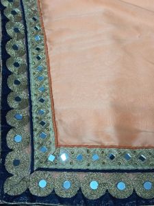 Beautifully Contrasted Saree with Delicate Mirror