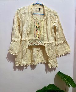 Embroidered Crop Tank Top With Cover Up