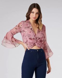 Floral Knot-Front Crop Top