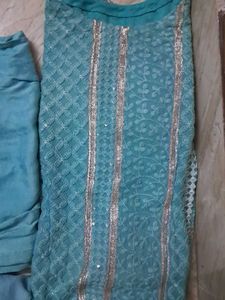 Pure Suit In Lakhanvi Self Embroidery