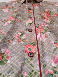 Le-Sancy Floral Check Button Down
