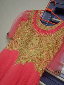 Heavy Worked Semi- Bridal Gown - Pink : L Size