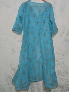 Biba Blue Layered Kurti with Dupatta And Bottom
