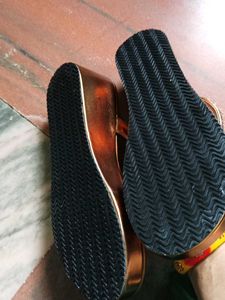 Elegant Bronze Beaded Flip-Flops