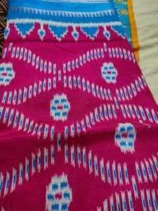 Pink &amp; Blue Mangalagiri Handloom Silk Saree