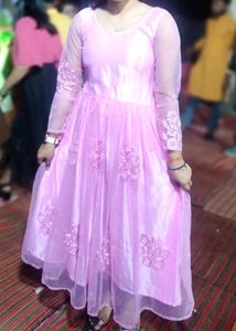 Baby Pink Colour🩷🤍 Barbie Long Dress 👗with Full