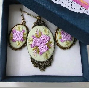 Hand Embroidered Pendant Set