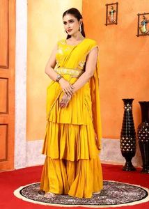 **Ruffle Sarees With Belt**