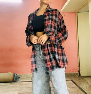 Formal Loose  Shirt With Check Design