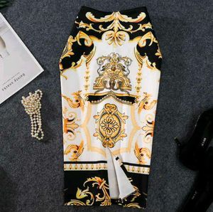 Elegant Patterned pencil Skirt high waist With Top