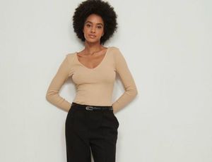Elegant Beige Long Sleeve Top