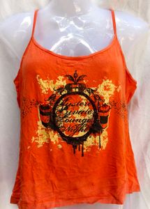Orange Graphic Tank Top