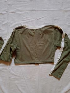Olive Long Sleeve Crop Top