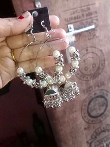 Long Silver Metal Earrings