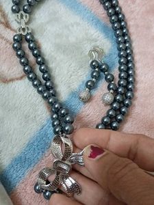 Original Grey Pearl With Ad Stones Neckpiece Set