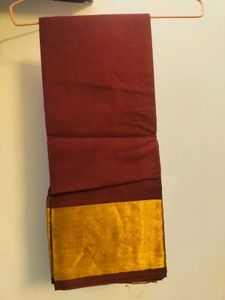 Brand New South Cotton Saree With Gold Border