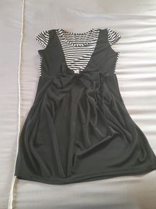 CUTE BLACK WHITE DRESS WITH BOW POCKETS