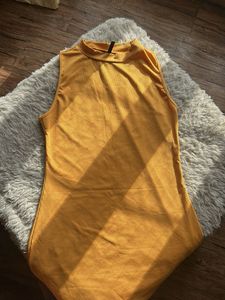 Yellow Ruched Bodycon Mini Dress