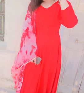 cherry red Anarkali suit❤️
