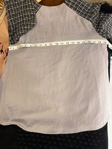 Chic Grey &amp; Plaid Sleeve Top