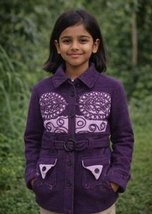 Purple Embroidered Girls Jacket