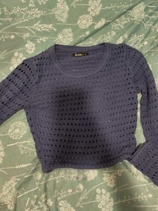 purple Knit Openwork Sweater