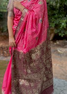 Elegant Pink Embroidered Saree