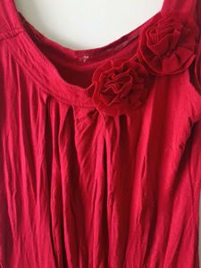 Red Sleeveless Top w/ Floral Detail