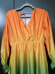Rainbow Ombre Maxi Satin Dress