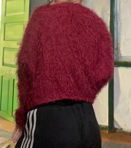 Maroon Fuzzy Cardigan