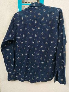 Navy Blue Patterned Men's Shirt