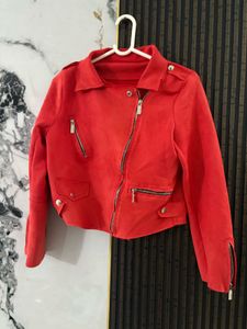 Red Suede Moto Jacket