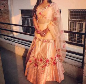 Peach Floral Lehenga