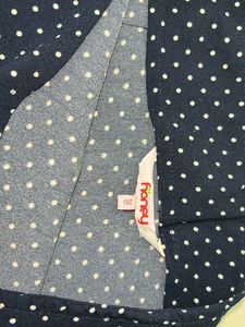 Navy Blue Polka Dot Skirt with Frill Hem
