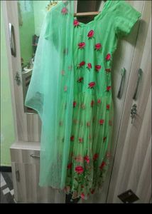 Green Floral Embroidered gown