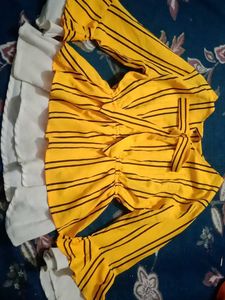 Striped Yellow Bell Sleeve Top
