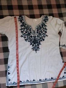 Embroidered White Tunic Top