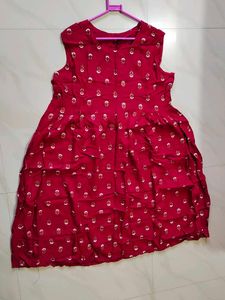 Red Printed Ethnic Dress