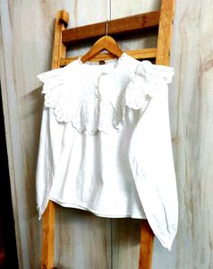 White Designer Cotton Top Size-36