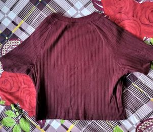 Burgundy Ribbed Crop Top
