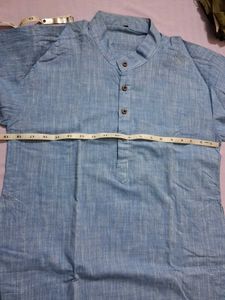 Men&#39;s Blue Linen Shirt &amp; Khaki Pants Set