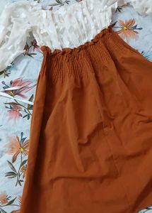 Off-Shoulder Dress with Floral Sleeve Detail