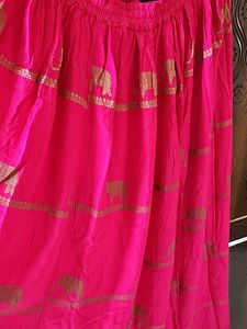 Chanderi Print Pink Long Skirt