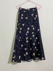 Royal Blue Printed Midi Skirt