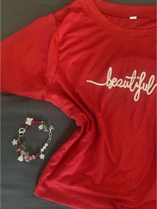Red &#39;Beautiful&#39; Graphic Tee