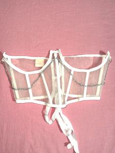 White Sheer Chain Corset Top